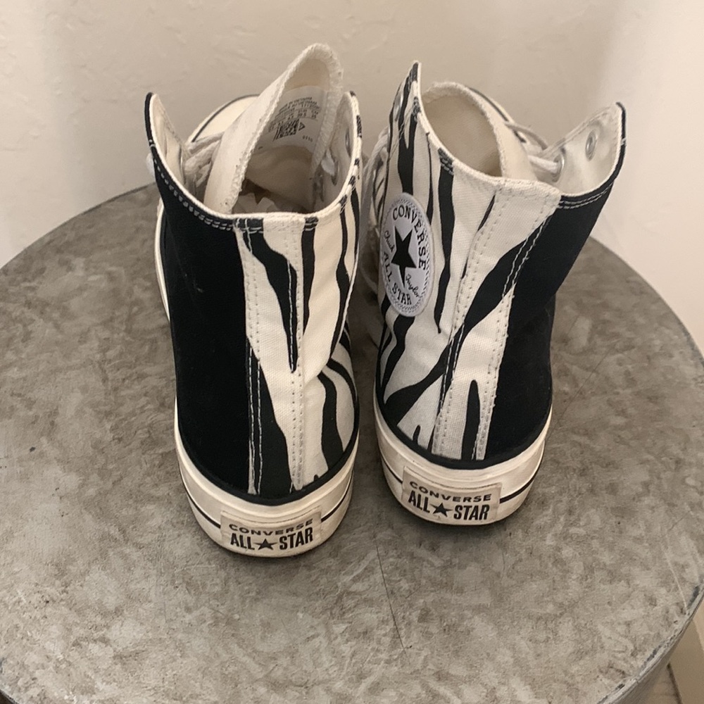 CONVERSE PLATFORM CHUCKS BLACK AND ZEBRA PRINT WOMENS 8.5 | MENS 6.5 - Picture 6 of 12